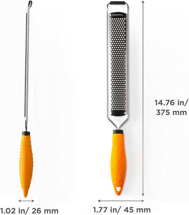 Deiss PRO Citrus Lemon Zester & Cheese Grater — Parmesan Cheese, Lemon, Ginger, Garlic, Nutmeg, Chocolate, Vegetables, Fruits - Razor-Sharp Stainless Steel Blade + Protect Cover - Dishwasher Safe
