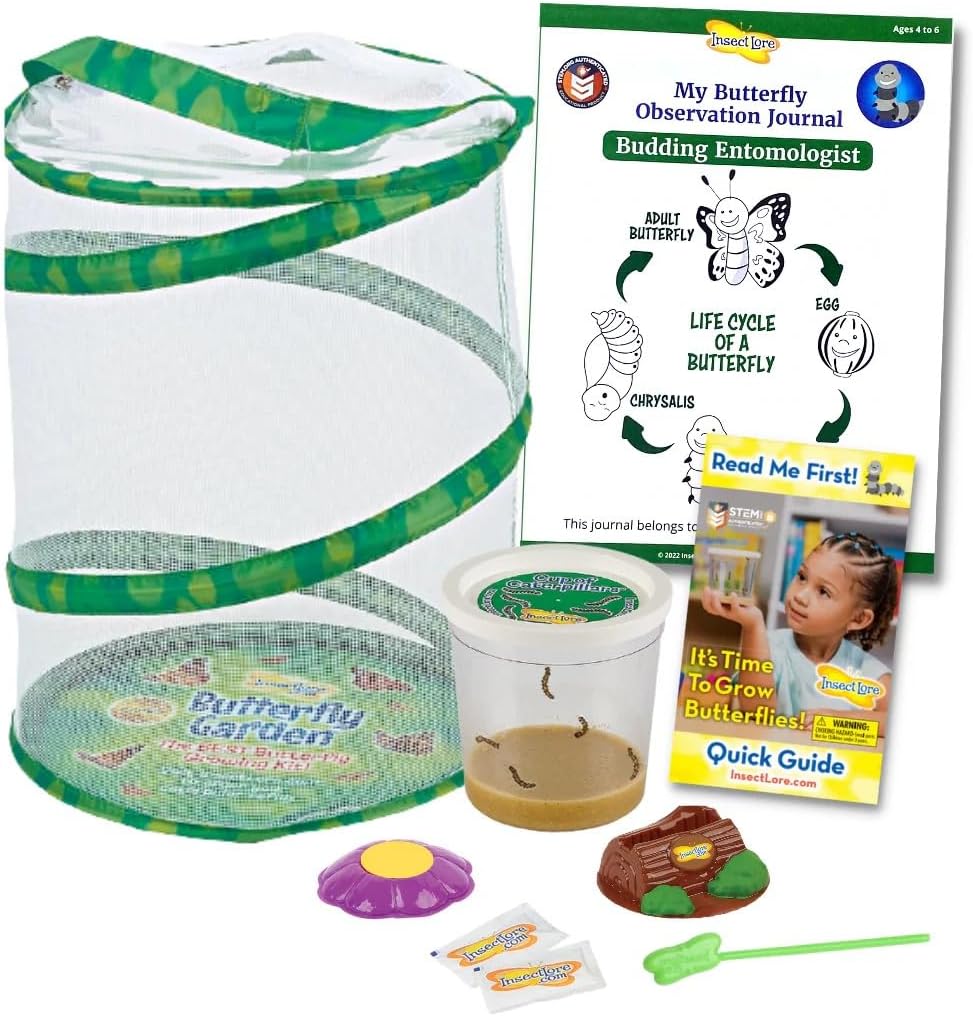 Insect Lore Butterfly Garden Kit, Painted Lady Butterfly Kit with Voucher for Live Caterpillars, Butterfly Habitat, STEM Journal & More Visit the Insect Lore Store - Cart Shape