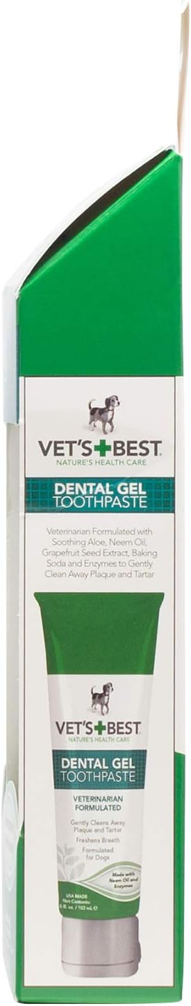 Vet's Best Dog Toothpaste & Dog Toothbrush, Dental Kit, Plaque Remover for Teeth, Whitens Teeth, Freshens Canine Breath, Veterinarian Formula, Finger Toothbrush Included