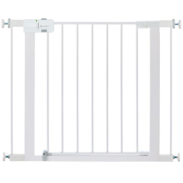 White metal baby gate on a white background