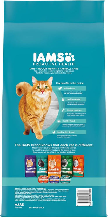 IAMS Proactive Health Indoor Weight & Hairball Care Adult Dry Cat Food with Chicken & Turkey, 7 lb. Bag