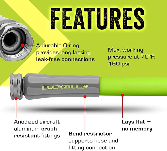 Flexzilla Garden Hose 5/8 in. x 50 ft, Heavy Duty, Lightweight, Durable, ZillaGreen - HFZG550YW-E - Cart Shape