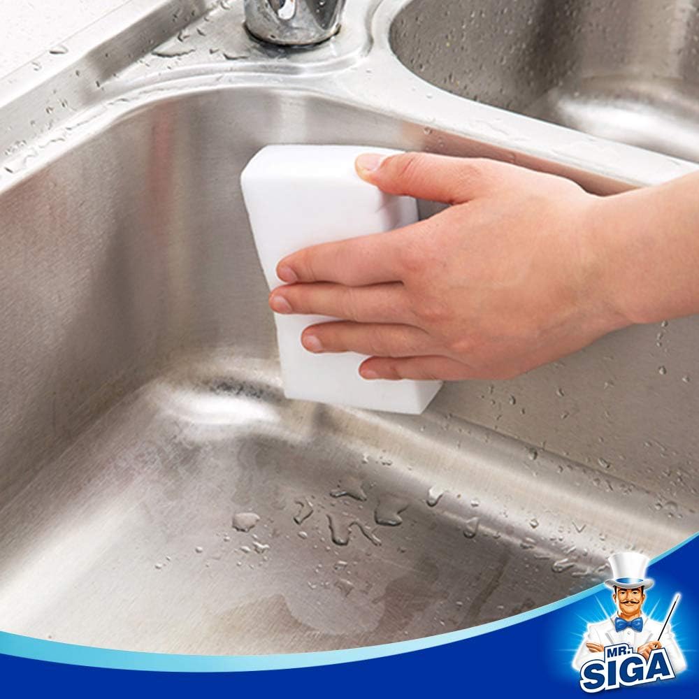 MR.SIGA Multi-Functional Eraser Sponge, Magic Cleaning Pads for Kitchen Household Cleaning, 12 Count, Size 4.7" x 2.4" x 1.2"
