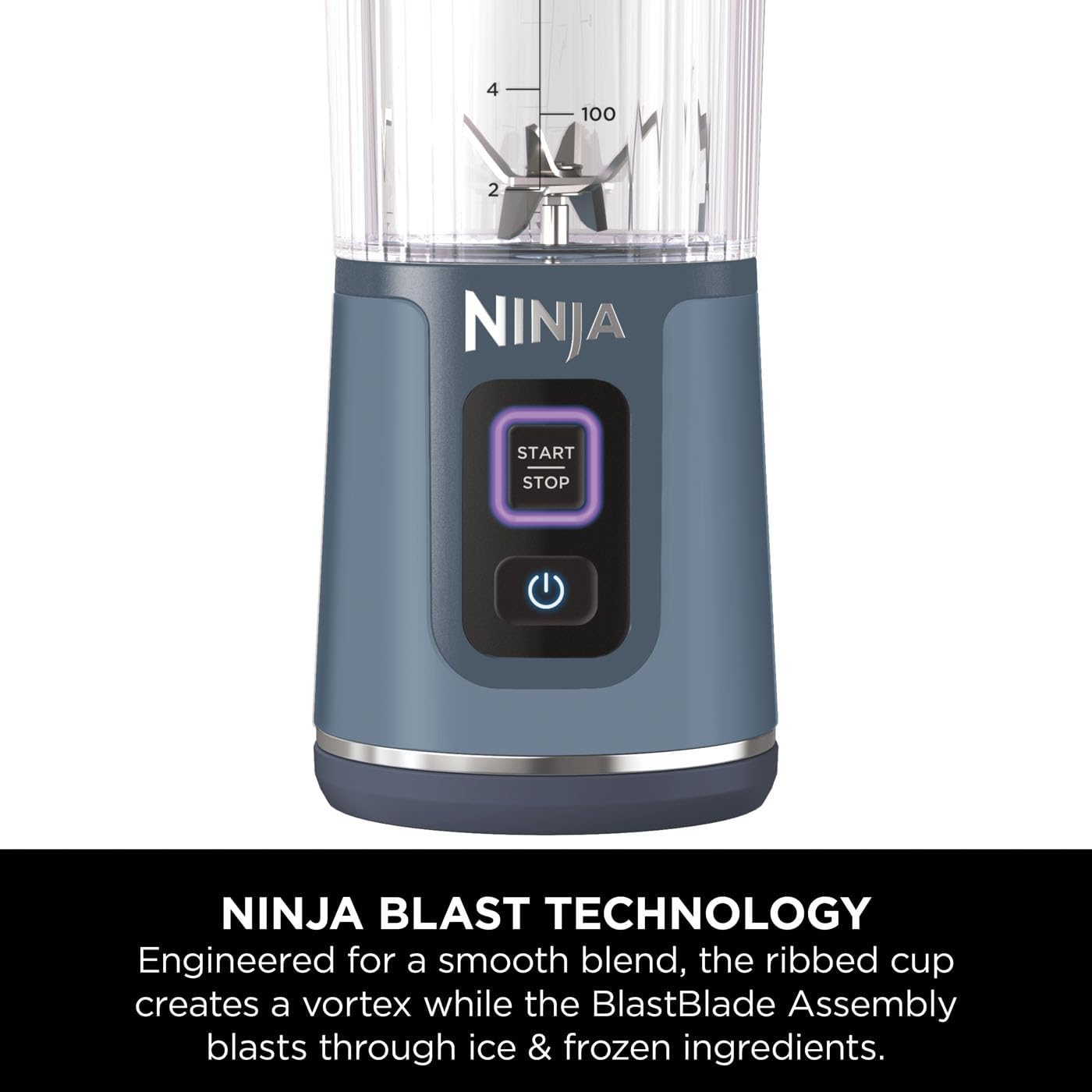 Ninja Blast Portable Blender, 530ml, Leakproof Lid & Sip Spout, Powerful Cordless Mini Blender, Rechargeable, Portable Smoothies, Protein Shakes, Blends Ice & Frozen Fruit, Denim Blue, BC151UKNV