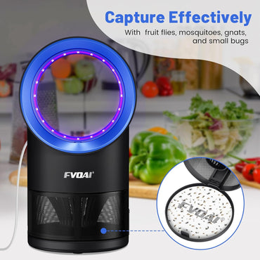 Fly Traps Indoor,Fruit Fly Trap for Indoors Mosquito Trap Indoor Insect Trap with Suction, Time Setting, Bug Light & 10 Pcs Sticky Glue Boards (Blue)