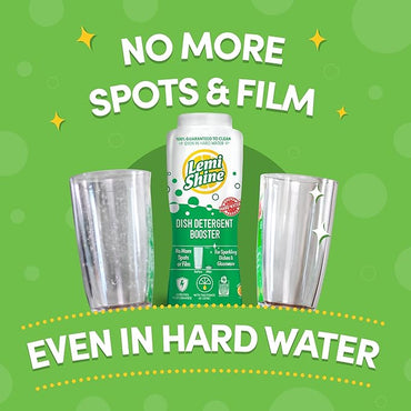Lemi Shine Dish Detergent Booster, Hard Water Stain Remover, Multi-Use Citric Acid Cleaner 24 oz, Pack of 2