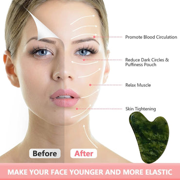 Gua Sha, Premium Gua Sha Stone, Guasha for Face Upgraded, Guasha Stone Natural Jade Stone