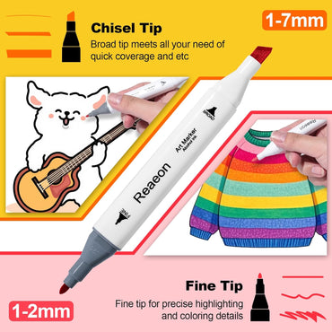 Alcohol Art Markers, 80 Colors Fine & Chisel Dual Tip Marker Set, Permanent Art Markers for Adults Sketching Painting Drawing and Coloring(White Barrel)