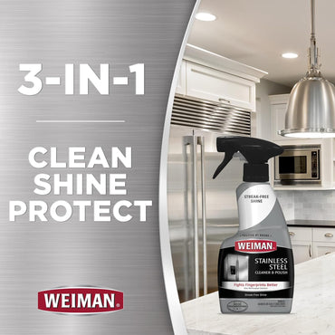 Weiman Stainless Steel Cleaner and Polish - 2 Pack - Removes Fingerprints, Residue, Water Marks and Grease from Appliances w/Buffing Towel
