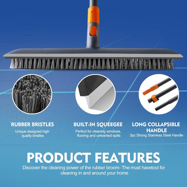 CLEANHOME Floor Scrubbing Brush with Squeegee/Handle,2-1 Bathroom Tile Cleaning Brush.Suitable for Cleaning Floors, Corner Gap, Patios,Indoor,Living Rooms, Swimming Pool,etc.