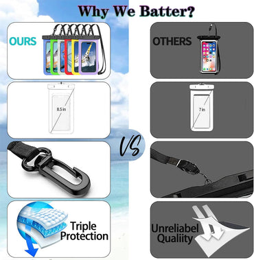 5 Pack Multicolor Universal Waterproof Phone Pouch, Phone Waterproof Case Dry Bag (Protection Level: IP68) Outdoor Sports for Apple iPhone,Samsung,and More(Black,Blue,Pink,Orange,Green)