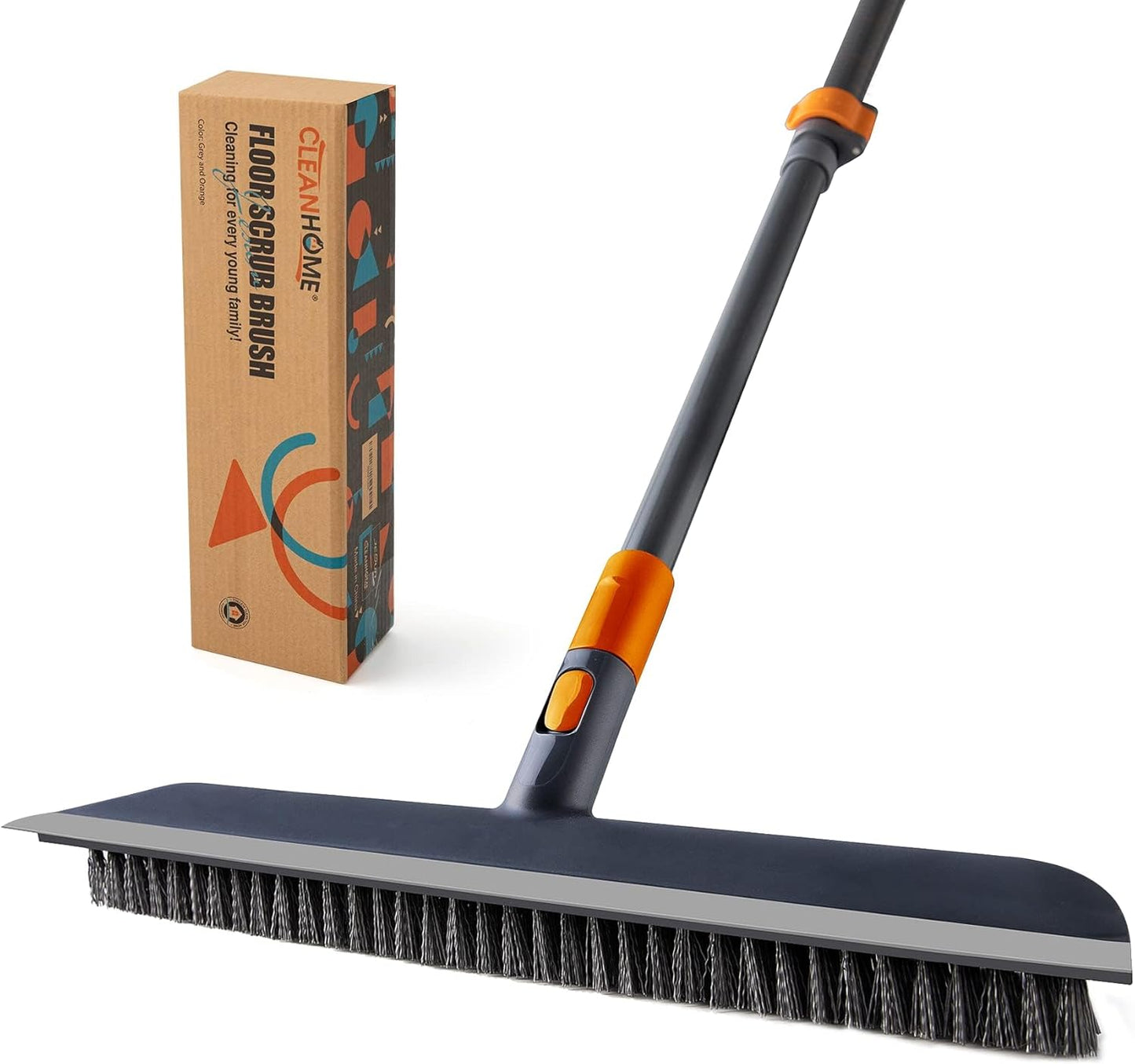 CLEANHOME Floor Scrubbing Brush with Squeegee/Handle,2-1 Bathroom Tile Cleaning Brush.Suitable for Cleaning Floors, Corner Gap, Patios,Indoor,Living Rooms, Swimming Pool๏ผetc.