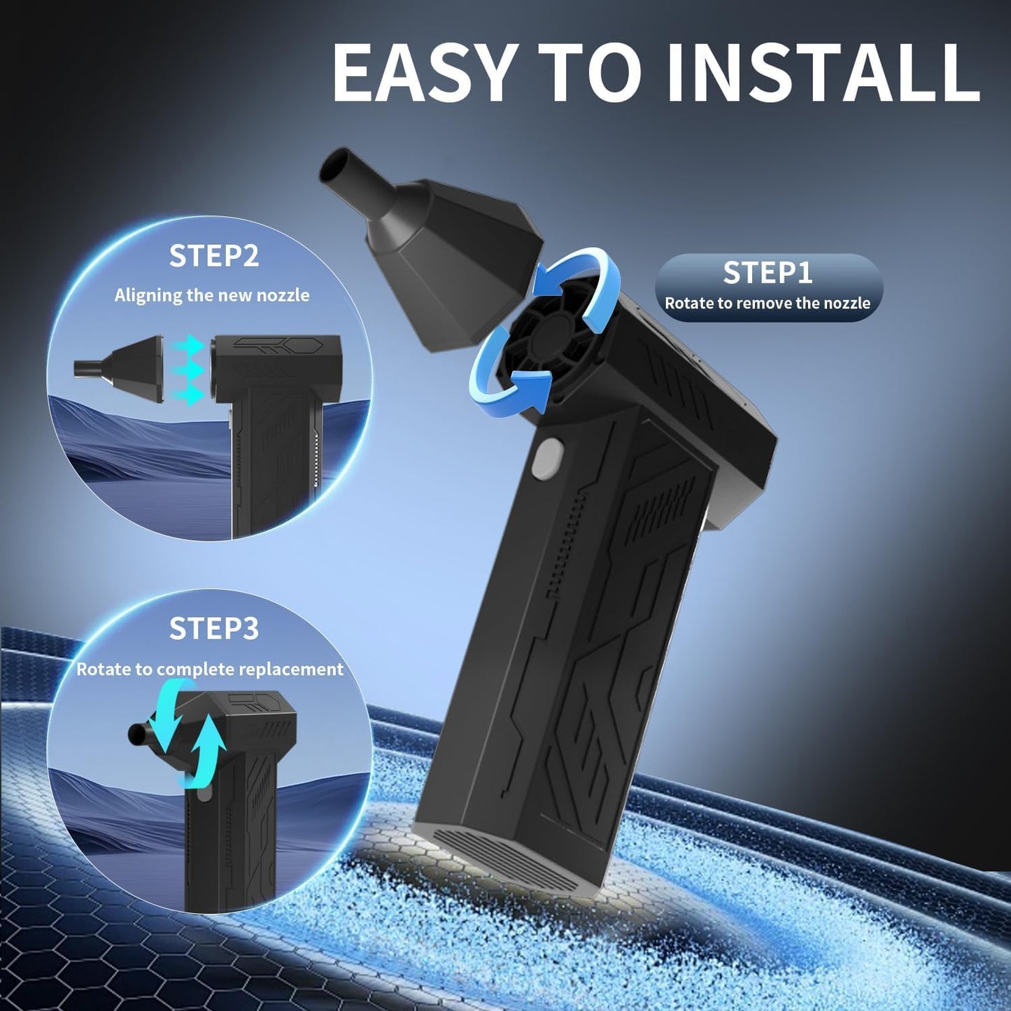 Compressed Air Duster Cleaner for PC, 4 Gear Adjustable 110000RPM Electric Air Duster, Portable Air Dust Blower, Cordless Compressed Air Duster for Computer, Keyboard, Outdoors and Car Cleaning