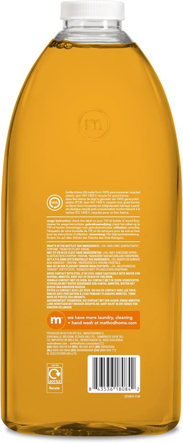 Method Wood Floor Cleaner Refill, Moisturising Oil, Surface Spray, Gently Cleans and Shines, Almond Natural Scent, Pack of 1, 2L