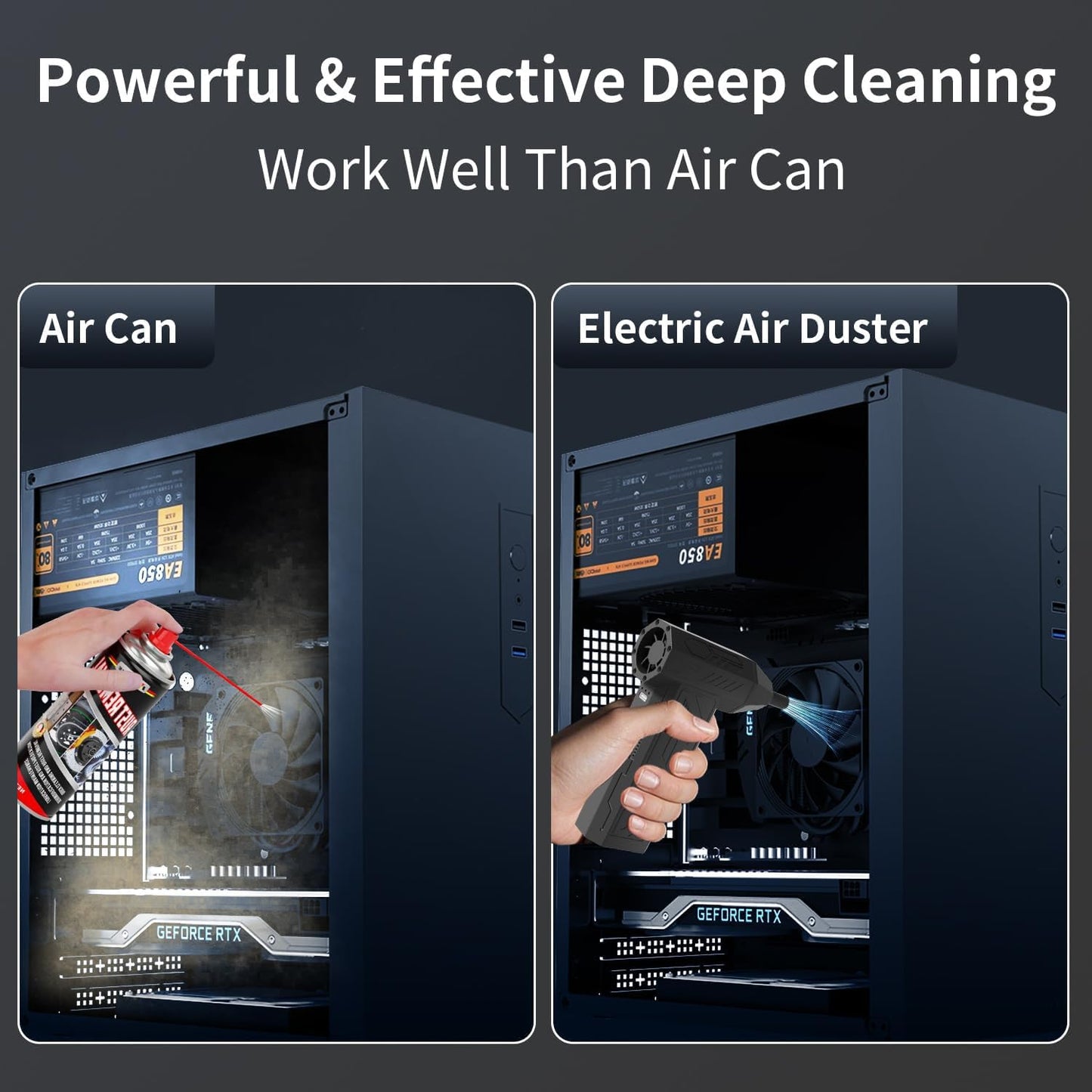 Compressed Air Duster Cleaner for PC, 4 Gear Adjustable 110000RPM Electric Air Duster, Portable Air Dust Blower, Cordless Compressed Air Duster for Computer, Keyboard, Outdoors and Car Cleaning