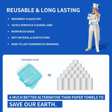 MR.SIGA Microfibre Cleaning Cloth, Pack of 24, Size:12.6" x 12.6" (32X32CM)