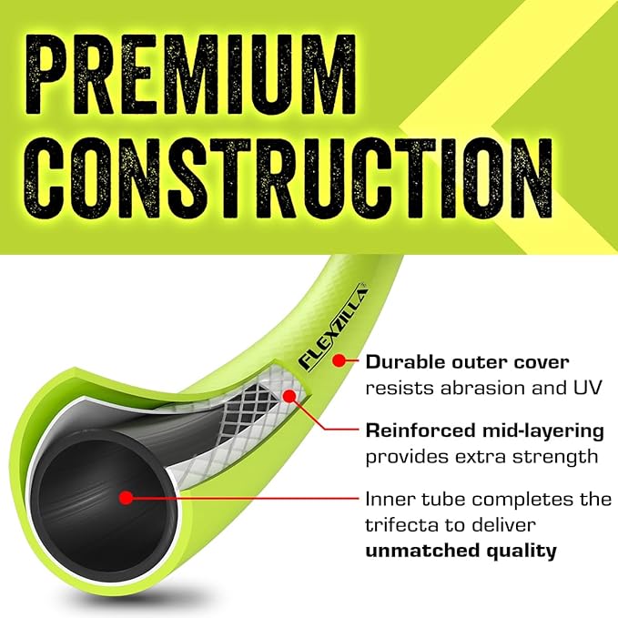 Flexzilla Garden Hose 5/8 in. x 50 ft, Heavy Duty, Lightweight, Durable, ZillaGreen - HFZG550YW-E - Cart Shape