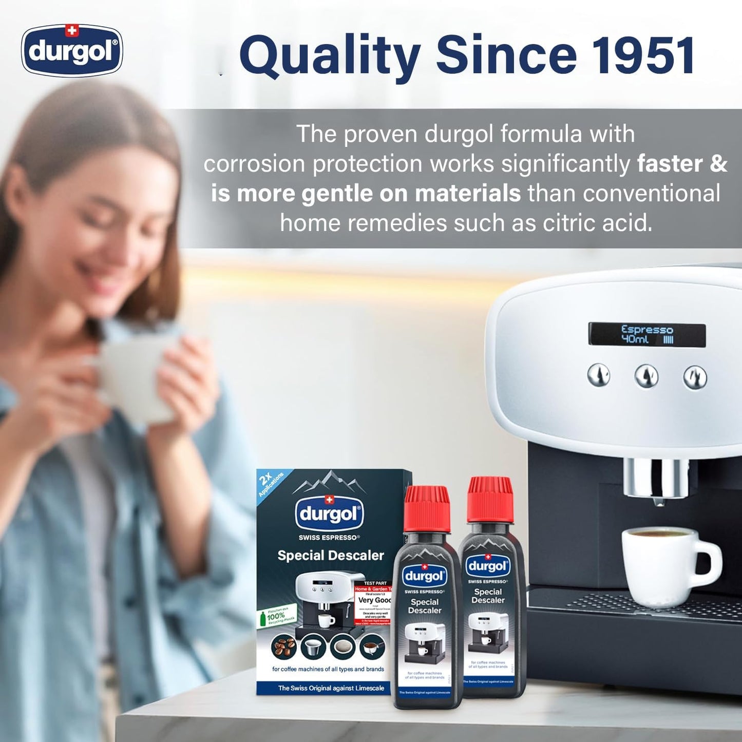 Durgol Swiss Espresso Special Decalcifier for all Coffee Machines, 2 x 125ml