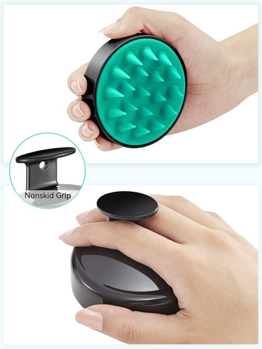 HEETA Scalp Massager Hair Growth, Shampoo Brush with Soft Silicone Bristles for Hair Care and Head Relaxation, Ergonomic Scalp for Women/Men/Pet-Black&Turquoise
