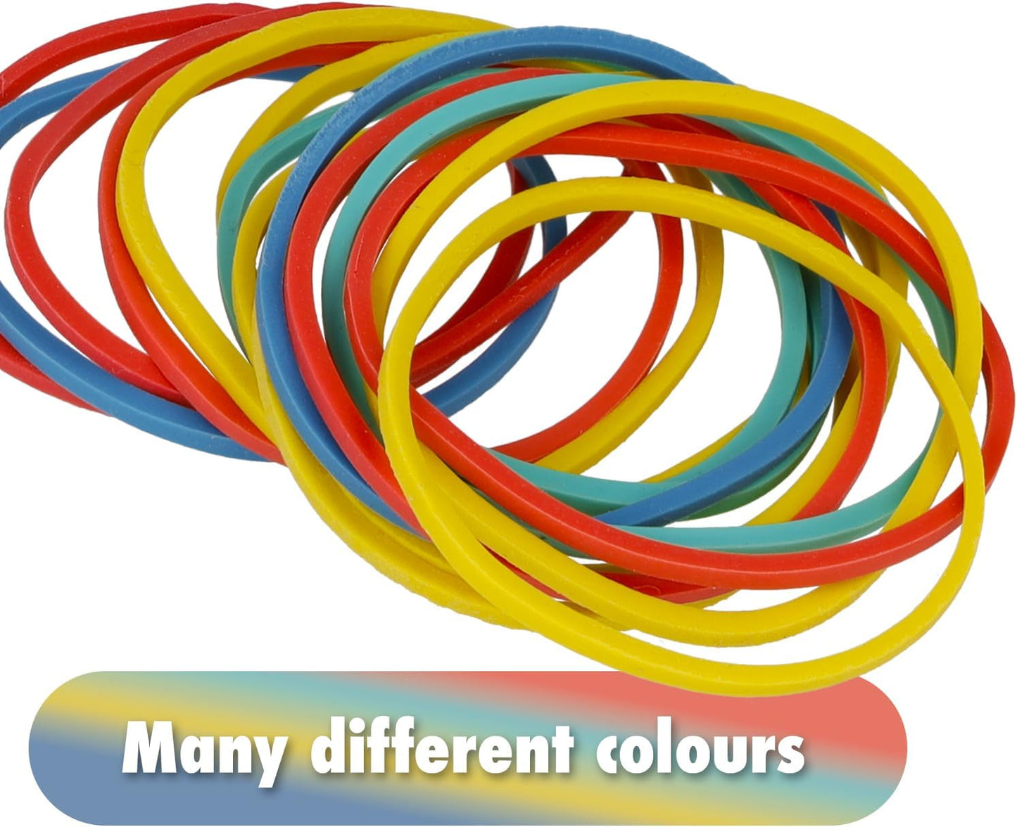 Westcott Rubber Bands 80g | Ca. 170 Colourful rubber rings in various sizes in a handy plastic container | Storage pack of household rubber bands ⌀ 60mm, 50mm & 38mm | E-10581 00