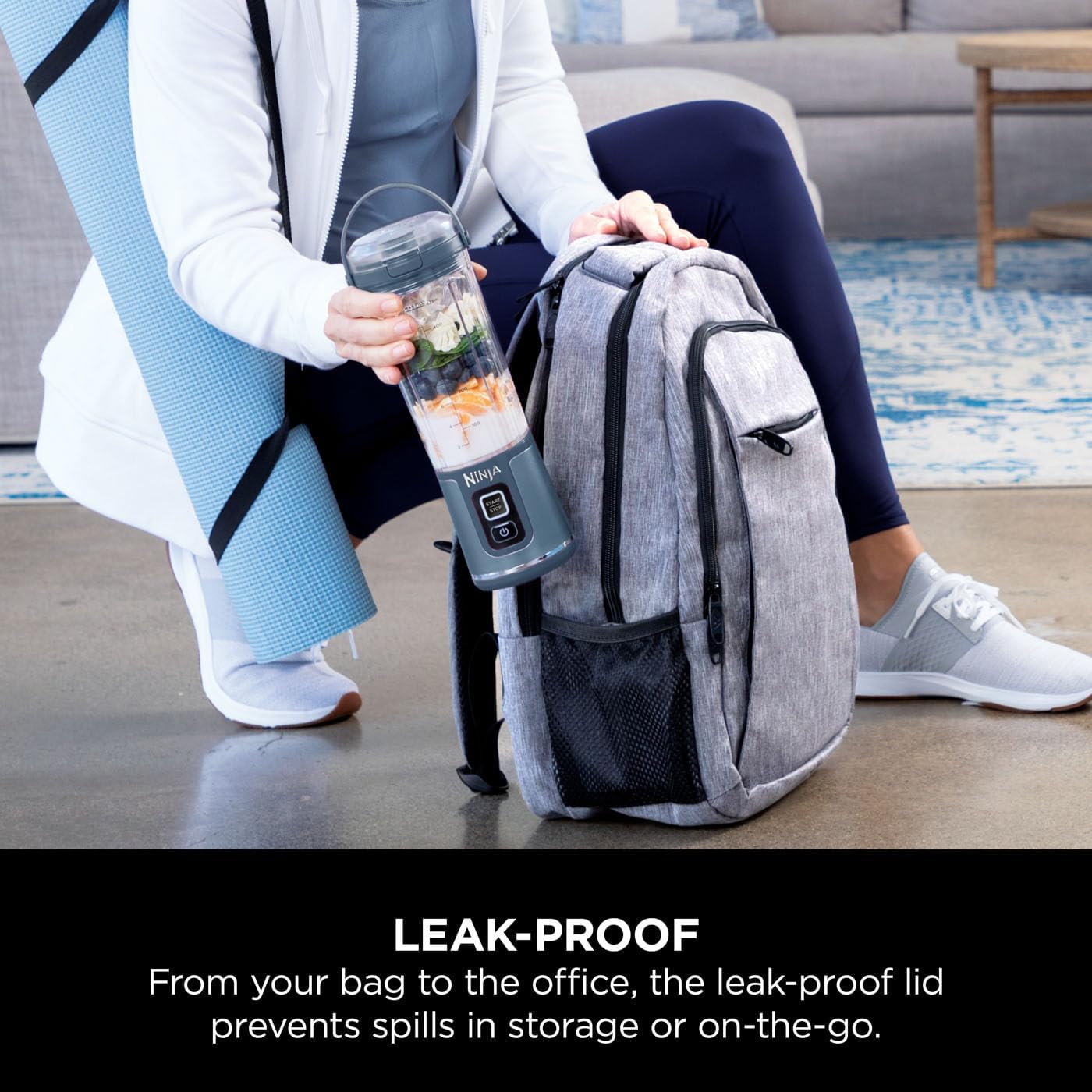 Ninja Blast Portable Blender, 530ml, Leakproof Lid & Sip Spout, Powerful Cordless Mini Blender, Rechargeable, Portable Smoothies, Protein Shakes, Blends Ice & Frozen Fruit, Denim Blue, BC151UKNV