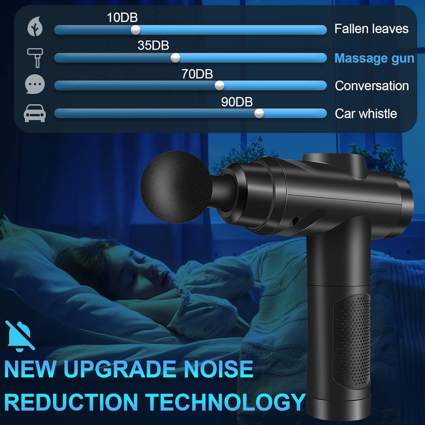 Massage Gun Deep Tissue, Muscle Percussion Massager with 30 Speeds Quiet Hand Massagers with LCD Touch Screen 10 Heads for Shoulder Body Back Relaxation (Black)