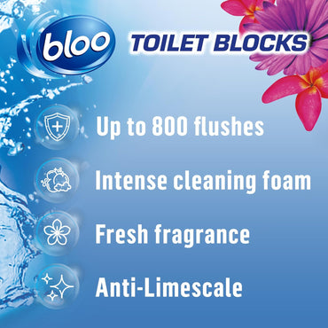 New Bloo Toilet Blocks, Pack of 2, Limescale Remover Cistern, Cleaner with Cleaning and Foaming Action, Fresheners – Fresh Flowers