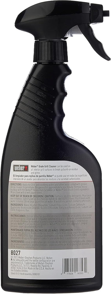 Weber Grill Grate Cleaner and Degreaser for Outdoor Grills and BBQs, 16 oz Spray Bottle