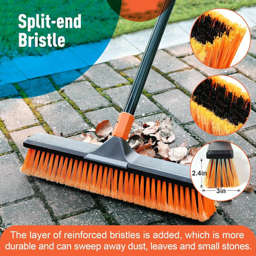 Garden Broom, Yard Brush Heavy Duty Outdoor 2-1, 50&66in, suitable for Schools, Factories, Garden Broom Outdoor,Sweeping Brush (17.7in)