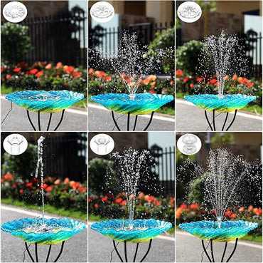 AISITIN 3.5W Solar Fountain Pump for Water Feature Outdoor DIY Solar Bird Bath Fountain with Multiple Nozzles, Solar Powered Water Fountain for Garden, Ponds, Fish Tank and Aquarium - Cart Shape