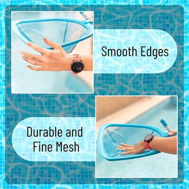 LATERN Pool Skimmer Net with Pole, 60CM Swimming Pool Leaf Cleaning Net Fine Mesh Skimmer with Pole for Cleaning Pool Garden Pond Fountain Tubs Spa Fish Tank