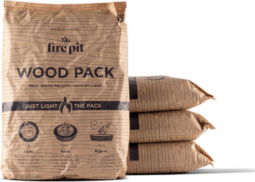 Wood Pack – 4-Pack Wood Pellets for Smokeless Fire Pits, Easy-to-Use Fire Pit Fuel for Outdoor Heating & Camping, 30+ Minute Burn Time, Made in The USA