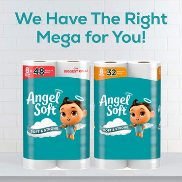 Angel Soft Toilet Paper, 6 Super Mega Rolls = 36 Regular Rolls, Soft and Strong Toilet Tissue