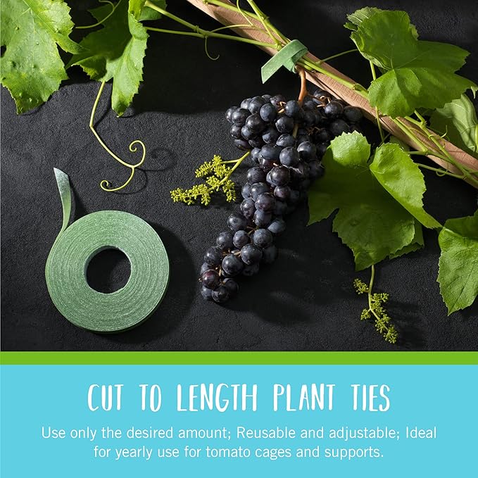 VELCRO Brand VEL-30071-USA ONE-WRAP Garden Ties | Plant Supports for Effective Growing | Strong Grips are Reusable and Adjustable | Cut-to-Length, 50 ft x 1/2 in, Green-Recycled Plastic - Cart Shape