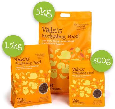 Vale’s™ Hedgehog Food – specially developed – used daily at Vale Wildlife Hospital – meaty, crunchy biscuits, high in fibre – suitable and nutritious – ideal addition to their natural diet (1.5kg)