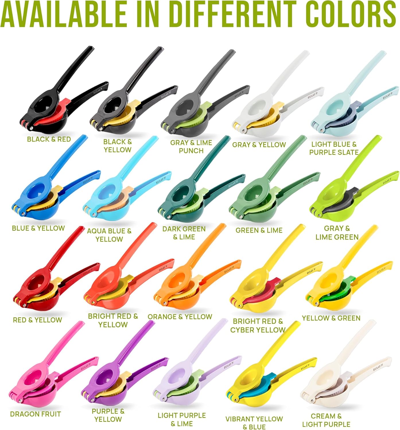 Zulay Kitchen Metal 2-in-1 Lemon Squeezer - Sturdy Max Extraction Hand Juicer Lemon Squeezer Gets Every Last Drop - Easy to Clean Manual Citrus Juicer - Easy-Use Lemon Juicer Squeezer - Yellow/Green