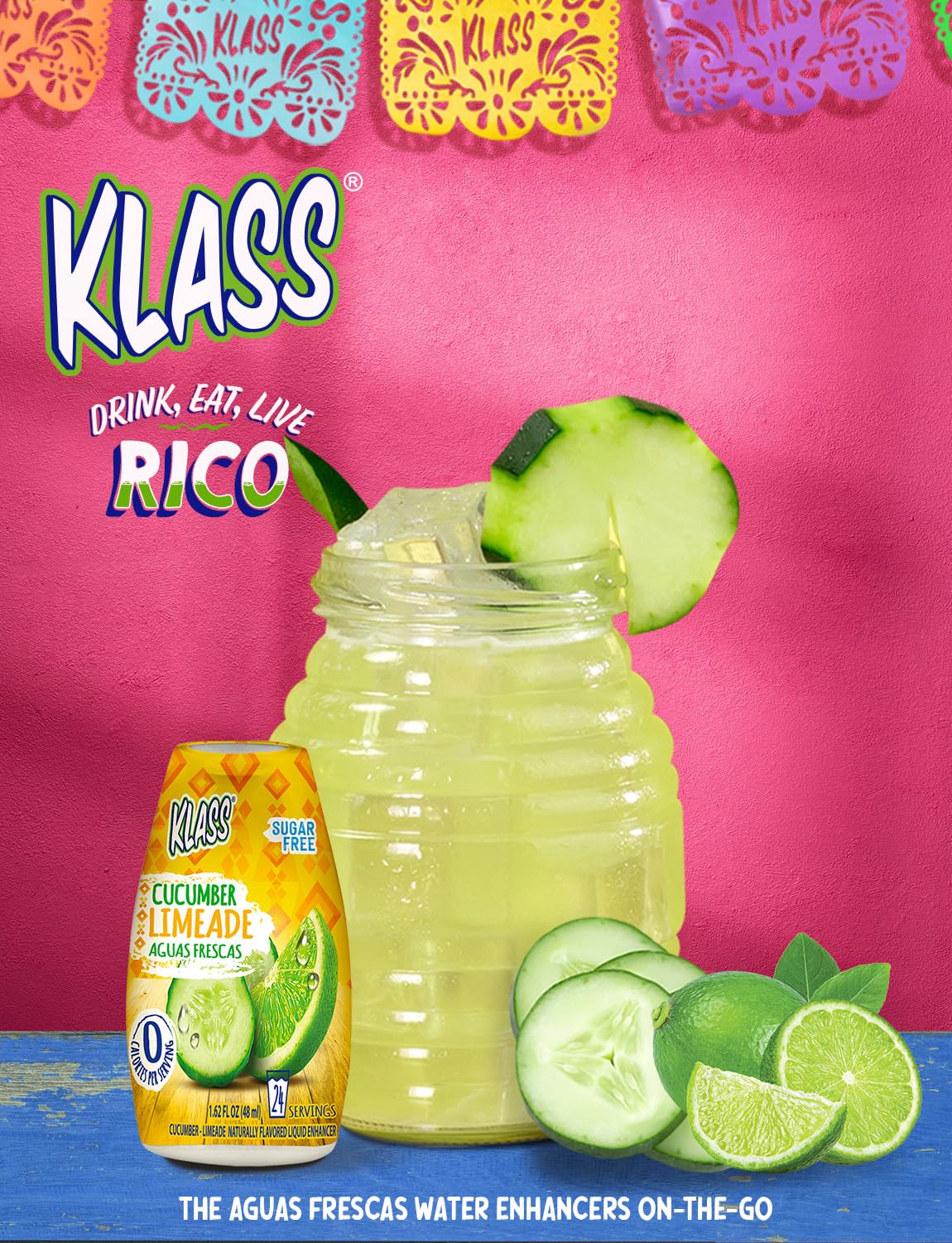 Klass Aguas Frescas Water Enhancers Variety Pack 1.62 ounces (Pack of 4, Makes 24 servings each))