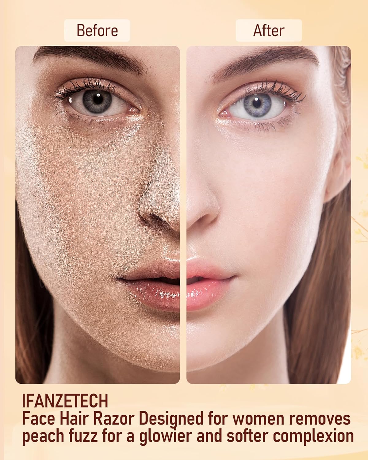 Eyebrow & Facial Hair Trimmer for Women: 2 in1 Rechargeable Facial Hair Removal and Eyebrow Shaver, Painless Shaving with Built-in LED Light - Perfect for Face, Lips, and Body