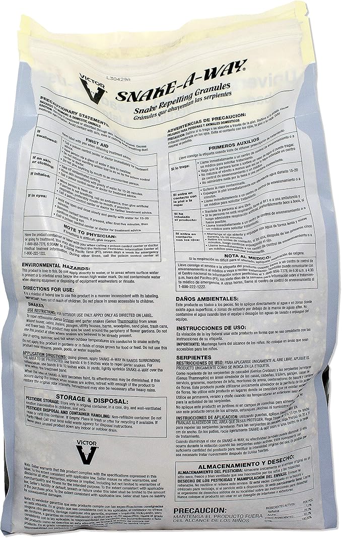 Victor VP364B-10 Snake-A-Way Outdoor Snake Repelling Granules 10LB Repellent - Repels Againts Poisonous and Non-Poisonous Snakes - Cart Shape