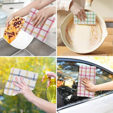 12pcs Kitchen Dish Cloths, Soft Absorbent Dishwashing Towel, Household Cleaning Tools, Reusable & Durable, 35cm/13in
