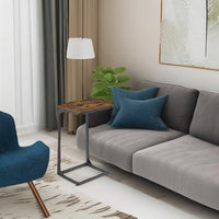 VASAGLE C-Shaped End Table, Side Table for Sofa, Couch Table with Metal Frame, Small TV Tray Table for Living Room, Bedroom, Rustic Brown and Black