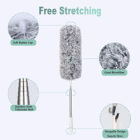 Vicloon Extendable Microfiber Duster, Feather Duster with Extra Long 96 inches Telescopic Pole and Bendable Head,Washable,Hand Duster for Cleaning High Ceiling Fans, Cars, Blinds, Cobweb (Grey)