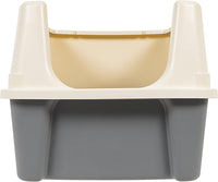 Basics Large Cat Litter Box with High Sides, Open Top, Includes Scoop, 19 x 15 x 11.75 inches, Grey/Beige