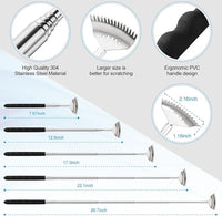 3 Pack Different Back Scratcher Metal Portable Telescoping with Rubber Handles, Extendable Back Massager Tool with Beautiful Box, Stocking Stuffers for Men Women Kids Adults (Black)