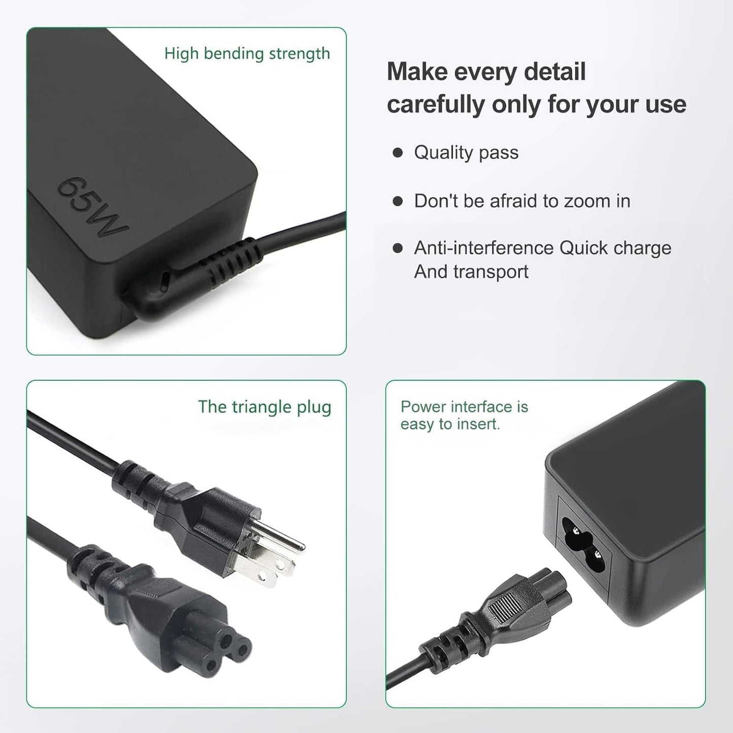 65W USB C Charger Compatible with Lenovo Thinkpad/Yoga/Chromebook Laptop Computer 65W 45W USB C Fast Power Adapter