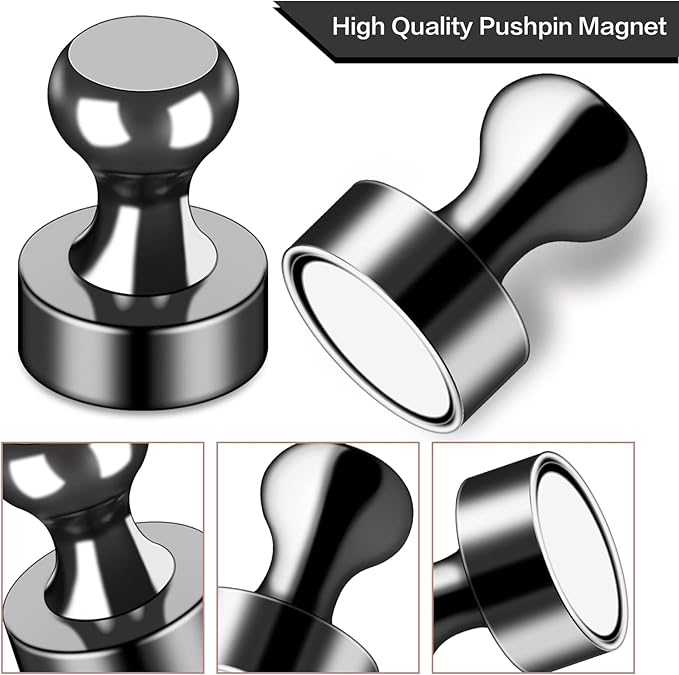 LOVIMAG Fridge Magnets 12Pcs Refrigerator Whiteboard Small Strong Magnet Classroom Kitchen Accessories Decorative Locker Set Decor Must Haves Office Calendar Refrigerador Magnetic Cute Crafts Black