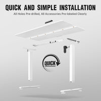 Veken 55 Inch Large Electric Standing Desk,Sit to Stand Up, Heights Adjustable, Work Home Office Computer Table for Study, Walking Pad, Writing, and Games, Wooden Desktop Desks, White