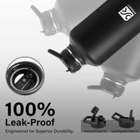 Insulated Water Bottle | Thickened Stainless Steel Vacuum Metal Thermos | Portable Sports Half Gallon Large Water Jug for Gym and Hiking with Straw, Carrier Bag, Handle Strap | BPA-Free 64 oz