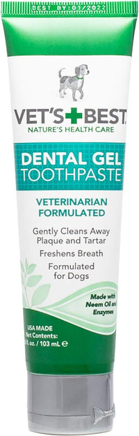 Vet's Best Dog Toothpaste & Dog Toothbrush, Dental Kit, Plaque Remover for Teeth, Whitens Teeth, Freshens Canine Breath, Veterinarian Formula, Finger Toothbrush Included