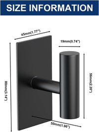 VAEHOLD Wall Towel Hooks, Heavy Duty Sticky Holder Waterproof Towel Hooks for Hanging Coat, Clothes, Closet Hook Wall Mount for Kitchen (Black, 2 Pack)